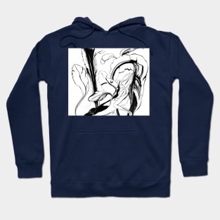 Plant in Blue Marker - Leaf of Life Miracle Leaf - White on Black Hoodie